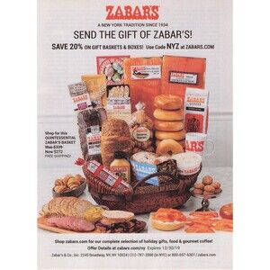 2020 Zabar's & Co. store shop Broadway New York, NY Print Ad for framing food